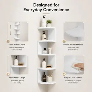 5-Tier Wall-Mounted Corner Shelf for Home | Perfect Storage Solution for Kitchen & Bathroom Corners | Organizer Shelf (DM435)