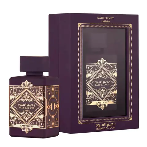 Lattafa Perfumes Bade'e Al Oud Amethyst Unisex EDP Spray - 3.4oz Bottle with Box, Premium Adult Fragrance, Scented Cosmetic with Bergamot Lift, Long-Lasting Depth, Daily Spicy Liquid Perfume