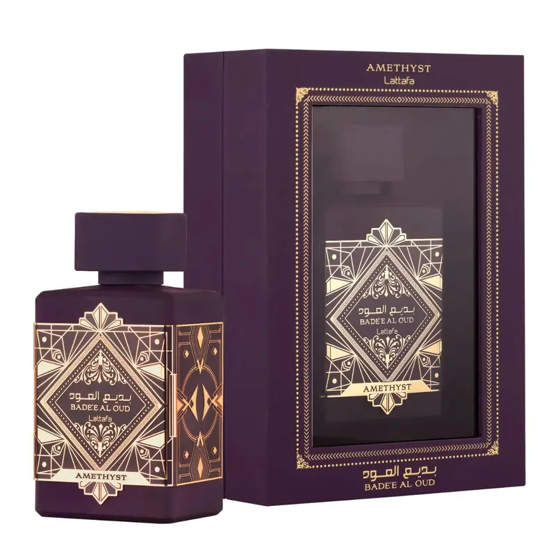 Lattafa Perfumes Bade'e Al Oud Amethyst Unisex EDP Spray - 3.4oz Bottle with Box, Premium Adult Fragrance, Scented Cosmetic with Bergamot Lift, Long-Lasting Depth, Daily Spicy Liquid Perfume