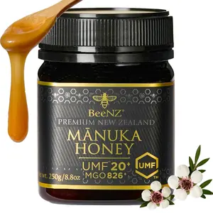 BeeNZ Raw Manuka UMF20+ (MGO 826+) Honey - Pure New Zealand Manuka Honey, No Sugar Added, Natural Sweetener & Superfood for Wellness, Immunity and Skin Care Support - Bold earthy mineral flavor. Healthy