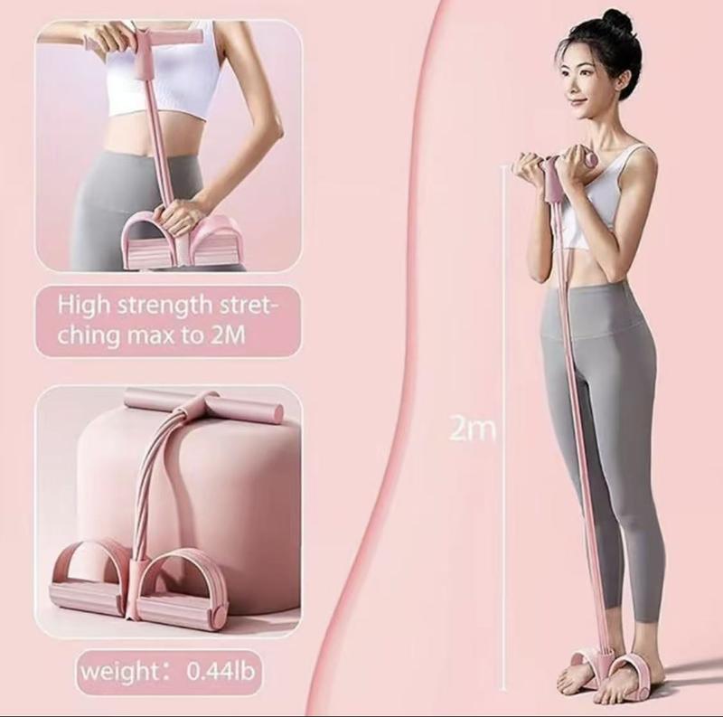 Foot-operated Resistance Trainer with Reinforced 6-tube Design Multi-purpose Purple and Pink Pedal Resistance Bands Lightweight Portable Elastic Pull Cords for Home Gyms
