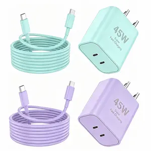 2-Port 45W Ultra-Fast Charging Type-C Charger, 45W USB-C Charger, compatible for Android phones, supports super fast charging for Samsung Galaxy S26 Ultra/S26+/S25/S24 Ultra/S23+/S22/S20/Note10+/Tab S9, includes a 6.6-foot Type-C cable