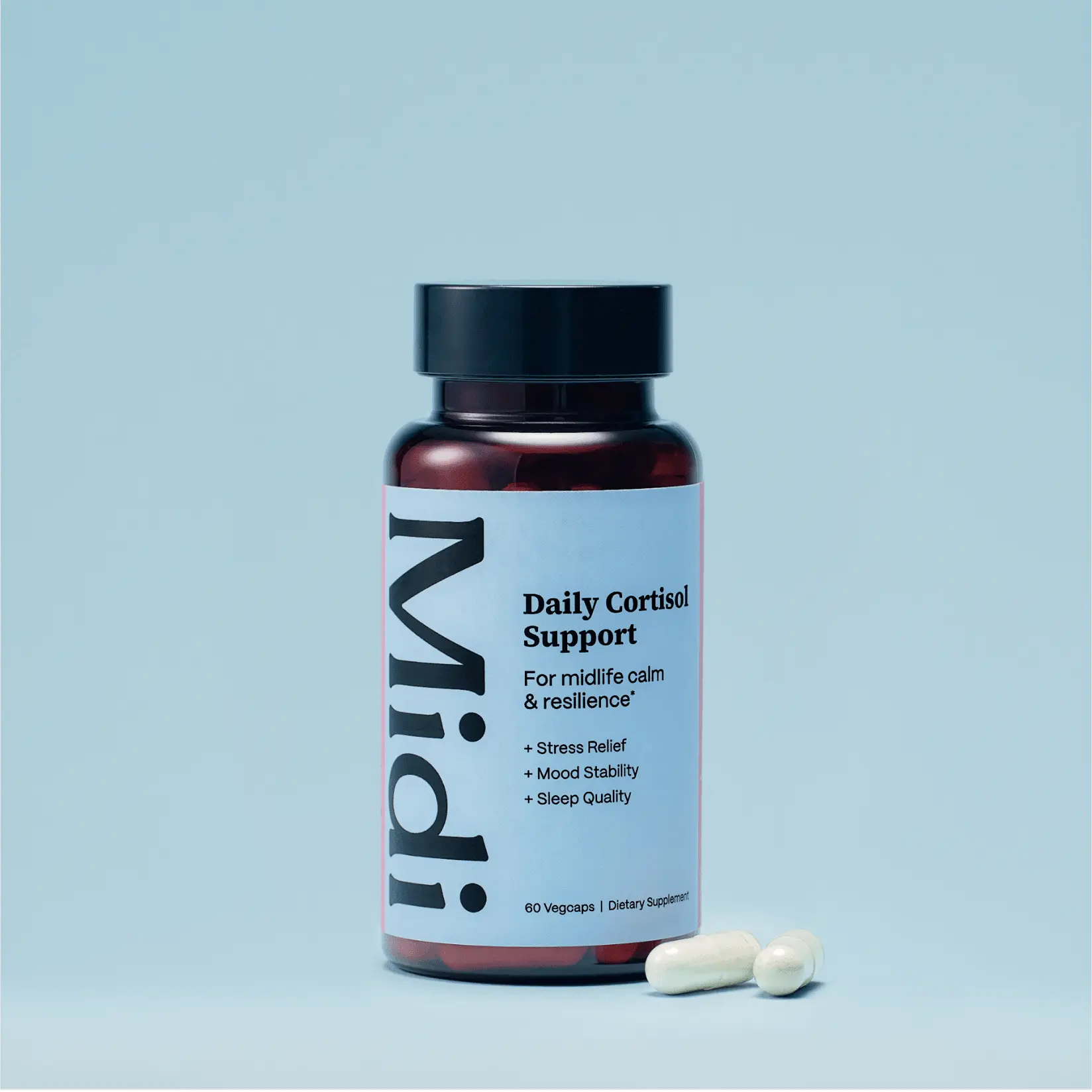 Midi Daily Cortisol Support Supplement for Midlife Calm & Resilience - Clinically Formulated for Stress Relief Mood Stability & Sleep Quality - 60 Vegicaps Natural Healthcare
