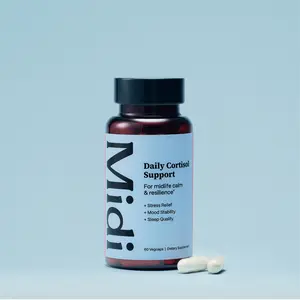 Midi Daily Cortisol Support Supplement for Midlife Calm & Resilience - Clinically Formulated for Stress Relief Mood Stability & Sleep Quality - 60 Vegicaps Natural Healthcare