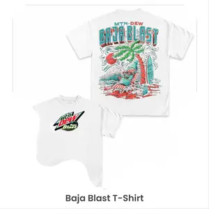 180g[100%cotton]Mountain Deew Baja Blast Chill On The Beach 2-sided T-Shirt, Us Culture Drinking Graphic Tees, Summer Outfit Ideas Womenswear Cottons Men Casual,