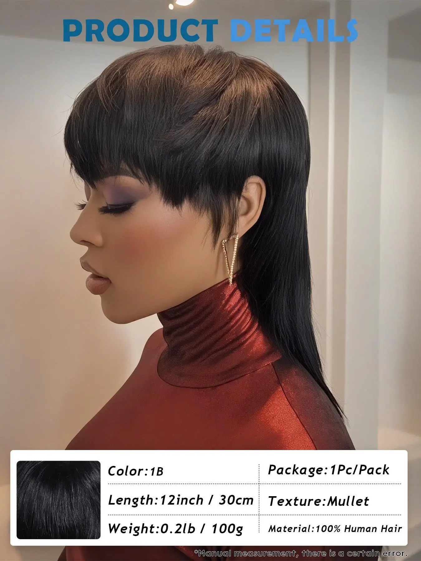 Brazilian Remy Human Hair Pixie Cut Wig - Glueless Short Bob Womens Wig Pixie Cut Wig Human Hair Short Bob Wig Short Layered Pixie  main image 3