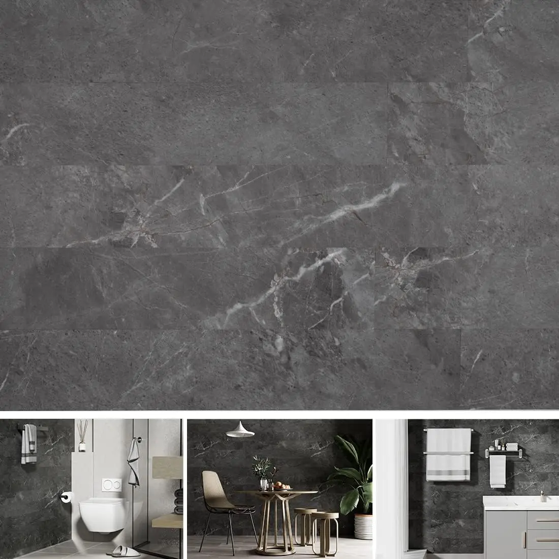 Vinyl Wall Planks,Self-Adhesive Vinyl Panels for Walls,Peel and Stick Easy Installation (12 pcs/18 Sq Ft/Box),Marble