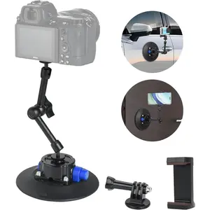 6" Suction Cup Camera Mount with Ball  Magic Arm, Metal Suction Cup Mount   Windshield Dash for Camera/Phone Holder, 1/4" Screw Action Camera Mount for  Action 5 Pro/4,  x5