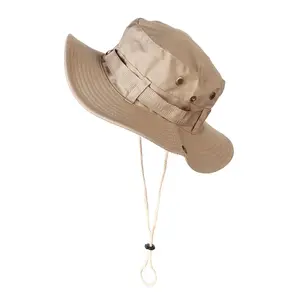 Outdoor Bucket Hat Comfortable Breathable Adjustment Straps Double Sided Workmanship Sun Hat for Mountaineering Khaki M（56?58cm）