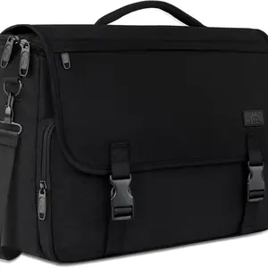 Bag for Men, Briefcases Lightweight Men's Laptop Bag 15.6 inch Water Resistant Crossbody School Satchel Bags Computer Work Office Bag with Shoulder Strap, Black