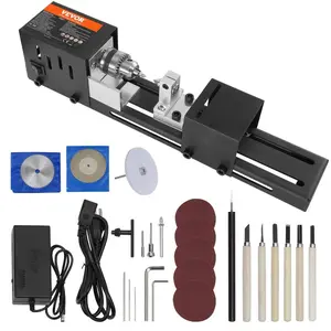 VEVOR Compact Lathe Machine, Dimensions 2.76x 6.3 inches, 24VDC 96W, Includes Milling Machine Accessories, Features 7 Adjustable Speeds Ranging from 4220 to 8450 RPM, Ideal for DIY Woodworking and