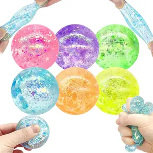 3/6counts/12pcsSquish Glitter Stress Balls for Adults,Squeeze Colorful Slow Rise Fidget Toy,Soft Ball Design,Silky Soft Memory Gel Sensory Balls Stretchy Toys,Hand Exercise Bouncy Balls, Birthday Gifts, Random Styles and Colors