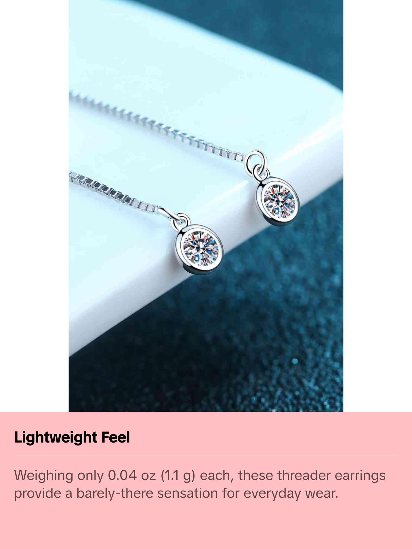 Moissanite 925 Sterling Silver Threader Earrings