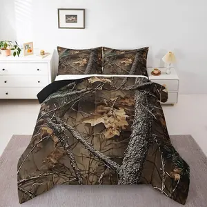 Feelyou Microfiber Bedding Set - Camouflage Print, Rustic Polyester Fiber Comforter Set, Multi-Size Western Hunting Themed for Men’s Cabin Bedroom