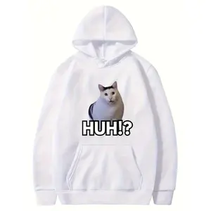 Men's funny cat meme hoodie Graphic Hoodie - Long Sleeve Pullover Regular Fit | Soft & Breathable Fabric, Durable Print, Everyday Comfort, Machine Washable, casual and humorous everyday wear, casual outing