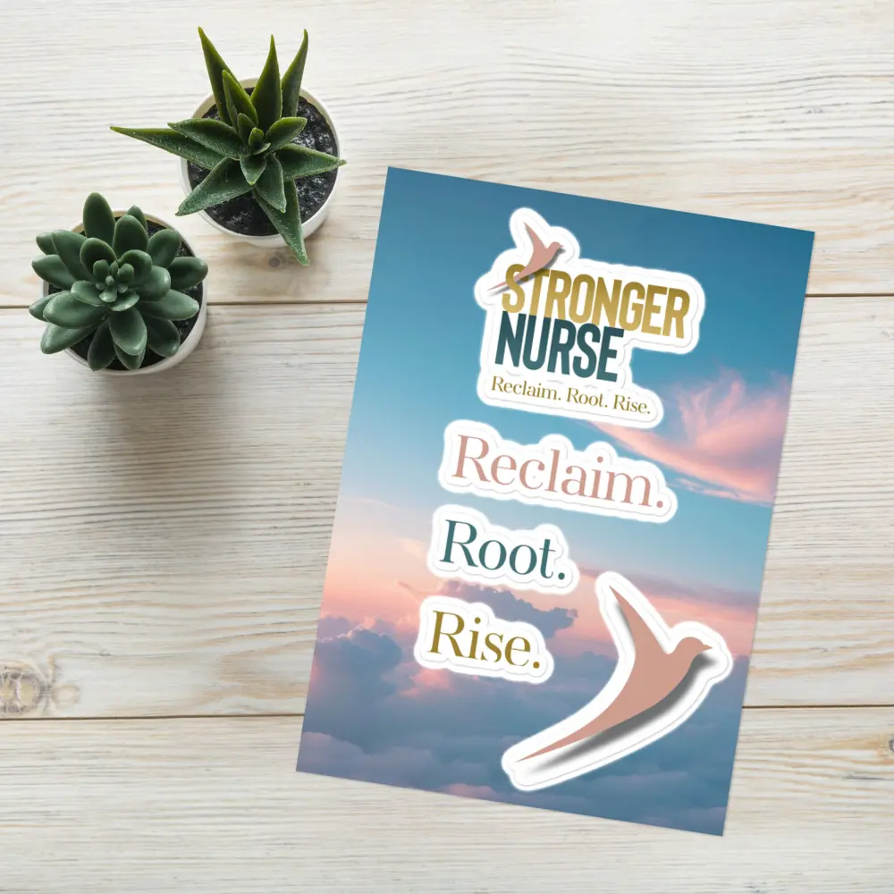 5-Pack Reclaim Root Rise Printed Nurse Sticker Set - Decorative Stickers for RN Water Bottles, Laptops | DIY Scrapbooking & Stamping Supplies