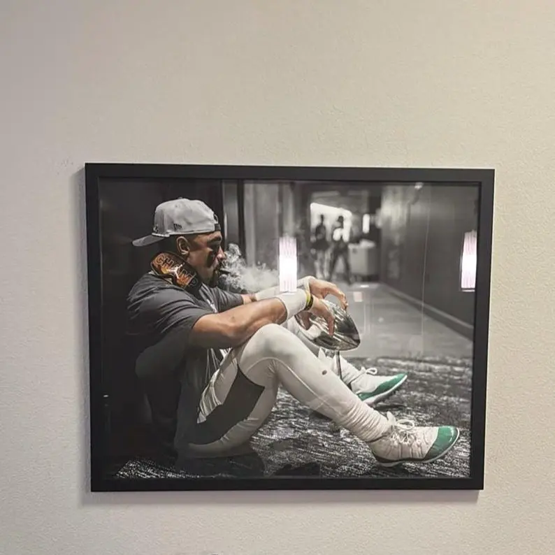 Jalen Hurts with Cigar Superbowl Picture  Playoffs poster photo gift eagles superbowl wall decor 2025 MVP bar art