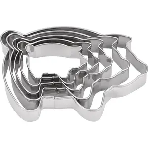 Pig-shaped Cookie Cutter Set, Stainless Steel Sandwich Cutter Children's Cookie Cutter, 5-piece Set of Sturdy Molds Suitable for Cookies, Sandwiches, Small to Large Sizes, 1.37inch to 4.52inch