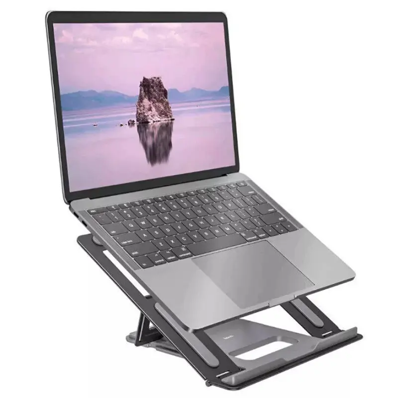 Aluminium Adjustable Laptop Stand for Computer Desk, Durable Foldable Portable Notebook Holder, Easy to Carry, Compatible with MacBook Pro/Air & 17-in Notebooks (Father's Day Gift)