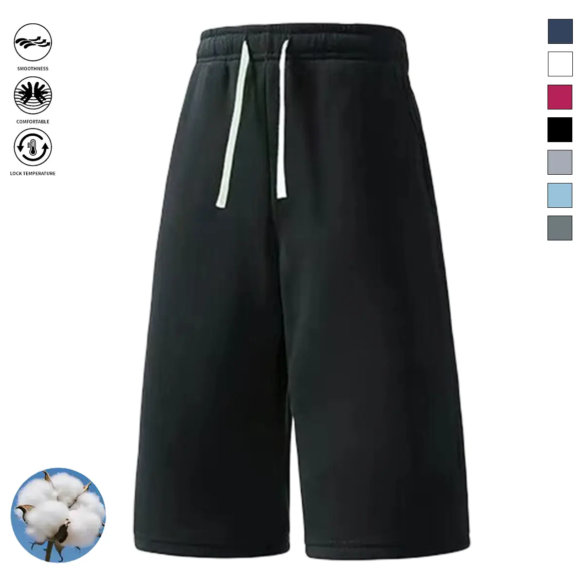 Men's Casual Sports Trousers, Loose Fit - 50%Cotton, 50%Polyester Fiber, Drawstring Design, Jogging Sports Trousers, Streetwear And Outdoor Activities, Autumn And Winter Fleece Warm Pants