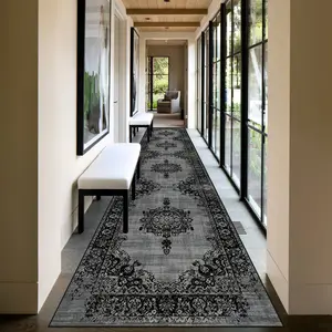 Vintage Persian Pattern Long Hallway Rug, Living Room Dining Decor Mat, Suitable for Kitchen Stairs Corridor Bedroom