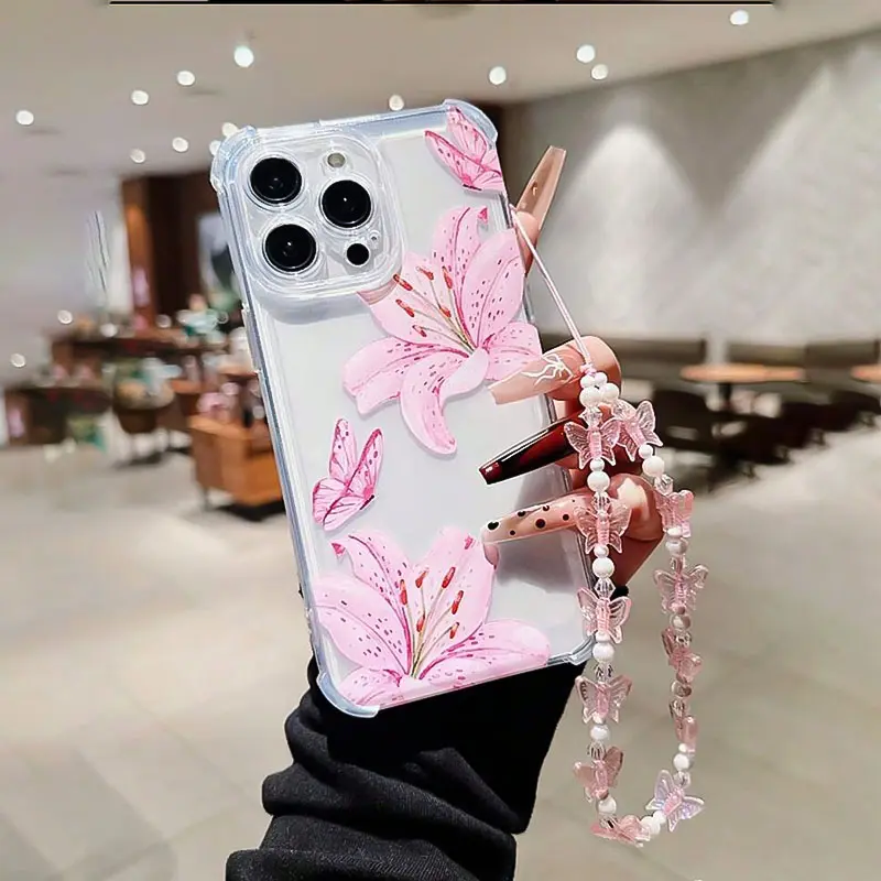 Two-Piece Phone Case Set + Bracelet, Shockproof Anti-Drop Protective Design, Soft Touch Material, Compatible with iPhone 11-16 Series, Cover, Protector