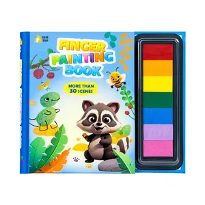 A must-have for parent-child time | Finger painting press paints, baby's little hands can create cute patterns, washable formula makes doodling easier, with animal/flower pattern templates, early childhood painting in one step, Art Practice Booklet