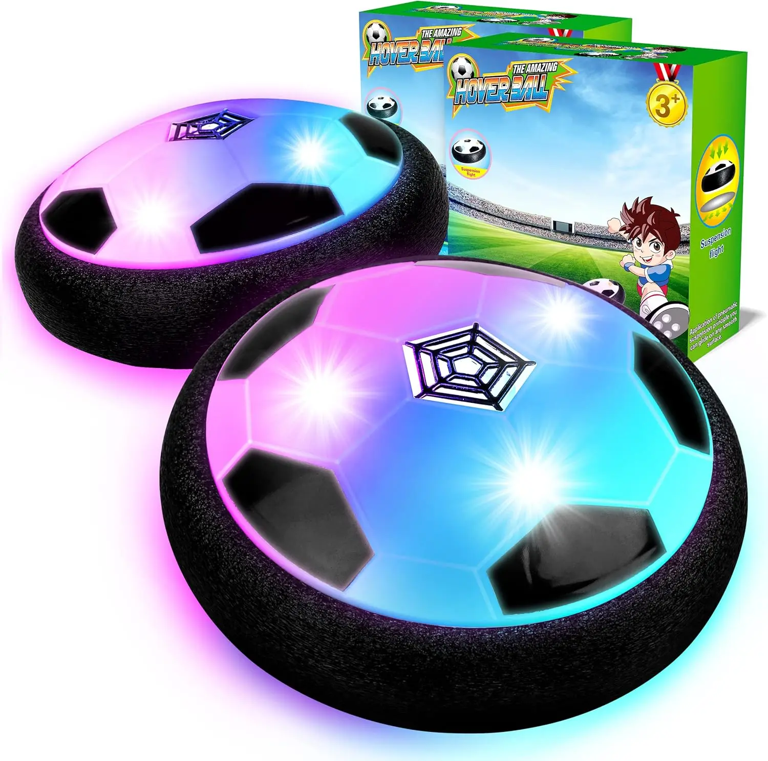 FUNVIP Rechargeable LED Hover Soccer Ball for Kids 4-12 Years - Indoor Floating Rechargeable Smart Ball with Soft Foam Rim, Led Lights, Safe Edges, Home Sports Toy Gift for Boys & Girls