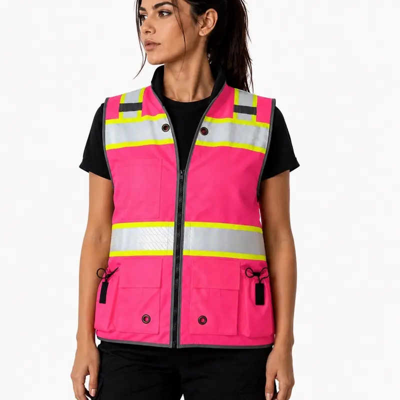 High Visibility Pink Safety Vest