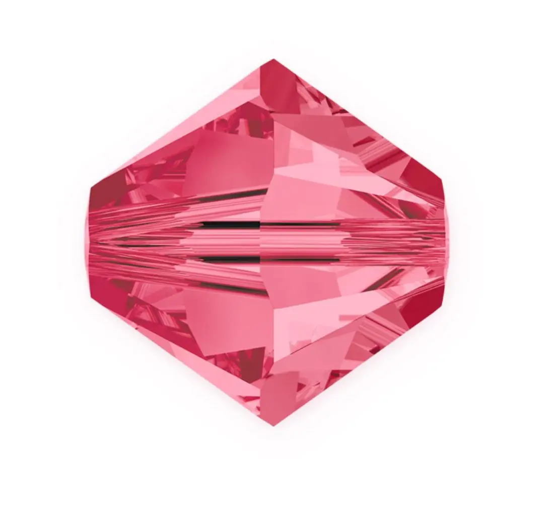 50pcs Preciosa Faceted Bicone Crystal Beads, India Pink, 6mm, Hole ID 1mm, Pre-B654