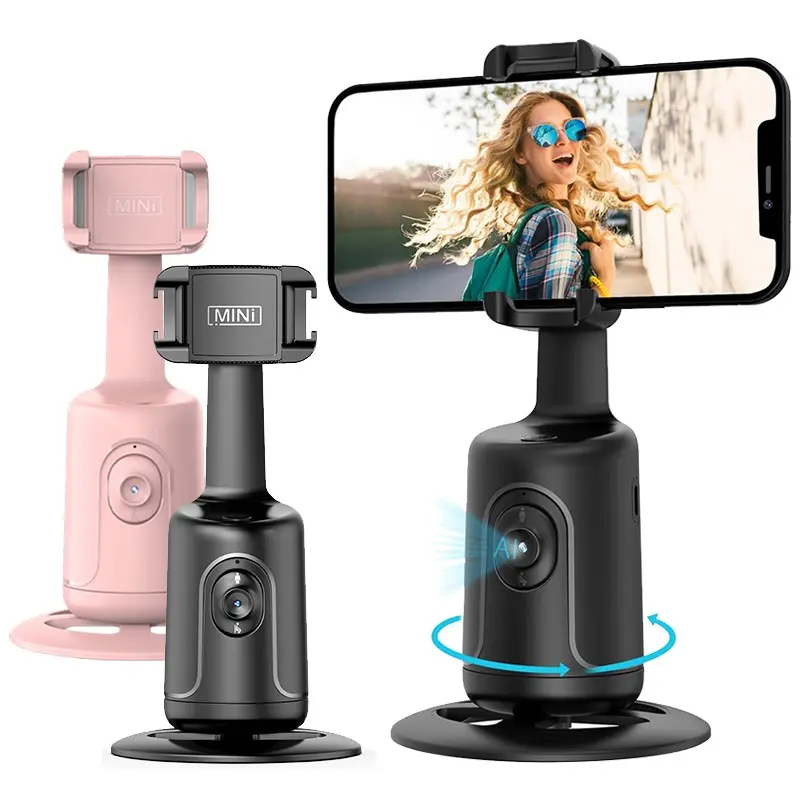 Automatic face tracking tripod, 360 ° monopod selfie stick for mobile phones, equipped with AI camera robot, hands-free Vlog and live streaming, rotating stand, Cellphone selfie accessory, Portable selfie accessory, Smartphone camera accessories
