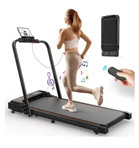 Treadmill 2 in 1 for Home/Office, 300 Lbs Walking Pad Treadmill with HandleBar,Under Desk Treadmill with Mat, Touch Control,LED Display & Remote Control