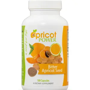 Bitter Raw Apricot Seed Caps - Raw, Bitter, Vegan, Gluten-free, GMO-free Powder 180 Ct