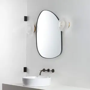 【Black Friday】TEHOME Irregular Shaped Accent Metal Framed Wall Mirror  Symmetrical Mirror for Bathroom or Living Room, Multiple Colors and Sizes, Vertical and Horizontal Hanging