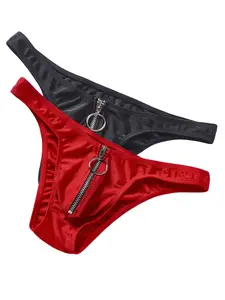 2pcs Men's Zipper Triangle Underwear Sexy Smooth Soft Stretch Briefs Men's Lingerie, Comfortable and Stylish, Perfect for Daily Wear Soft Comfy Brief