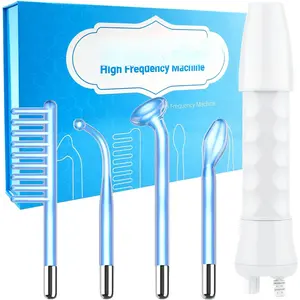 High Frequency  Wand -  Portable Handheld Blue High Frequency  Machine - 4 Different Blue Glass Tubes for Skin