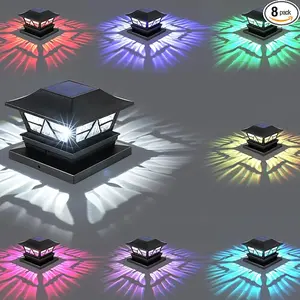 Viewsun Solar Post Lights Outdoor Waterproof RGB Color Changing Modes Fence Post Cap Lights, Deck Post Lights Solar Powered for 4x4 5x5 6x6 Wooden or Vinyl Yard Garden Patio Decor, Black(8 Pack) Christmas gift sets