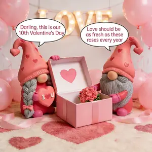 Valentine's Day Heart Gnome Two-Piece Set, Couple Gift Design, Home Indoor Gnome Love Couple Decor, Romantic Decoration, Cute Collectible Figurines