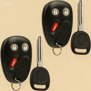 Replacement Keyless Entry Remote with Ignition Key Fob Compatible 2003-2006 Chevy Avalanche Equinox Silverado SSR Suburban Tahoe GMC Sierra Yukon Hummer H2 Pontiac Torrent Saturn Vue LHJ011 Set of 2 Pack