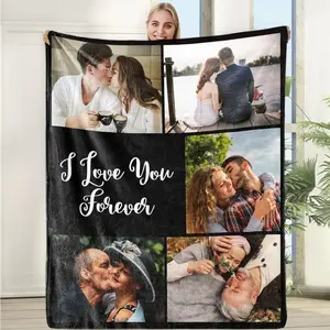 Custom Blanket with Picture, Personalized Wedding for Wife Husband, Customized Throw Blankets with Photos, Boyfriend Girlfriend Gift