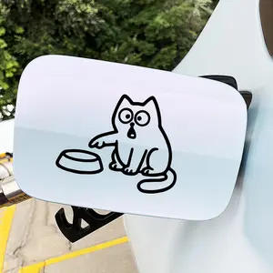 1PC Eye-Catching Funny Cartoon Cat-Style Logo Sticker For Car Rearview Mirrors, Personality Backpacks, Decor Items Black Line Cat Decor Fill With Cat Owner's Cute Fun Vibe Easily Grasp Cute Trend Style