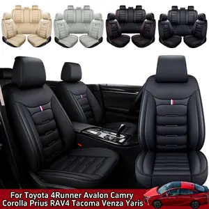 For Toyota 4Runner 2003-2023/ Avalon 2001-2022/ Camry 2007-2021/ Corolla 2014-2023/Prius 2003-2015/ RAV4 2006-2021/ Tacoma 2014-2023/ Venza 2009-2020/ Yaris 2013-2018 Car 5 Seat Covers, Premium Leather Full Set Seat Covers Cushion, Split Rear Benches