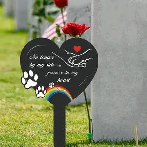 Single Heart-Shaped Pet Memorial Plaque, Gentle Healing Style Outdoor Garden Decoration, Final Tribute for Your Furry Friend