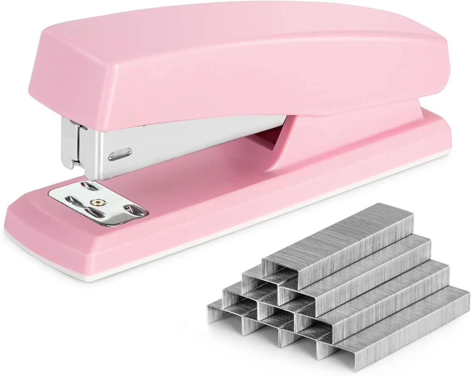 Stapler, Desktop Staplers with 640 Staples, 25 Sheet Capacity, Pink