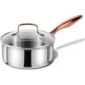 CAROTE 1.5Qt Stainless Steel Saucepan, Non-Toxic 3-Ply Stainless Steel Cookware Set with Lids, Small Kitchen Pots, Oven Safe, Compatible with Induction, Ceramic, Gas