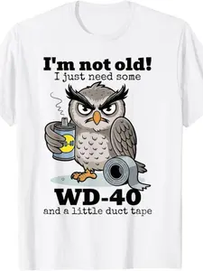 Owl Cartoon Loose-Fit Casual Top, I'm Not Old I Just Need Some T-Shirt Short Sleeve Round Neck, Unisex Summer Classic T-Shirt, Comfortable and Trendy, All Seasons Wear, Casual Loose Tee