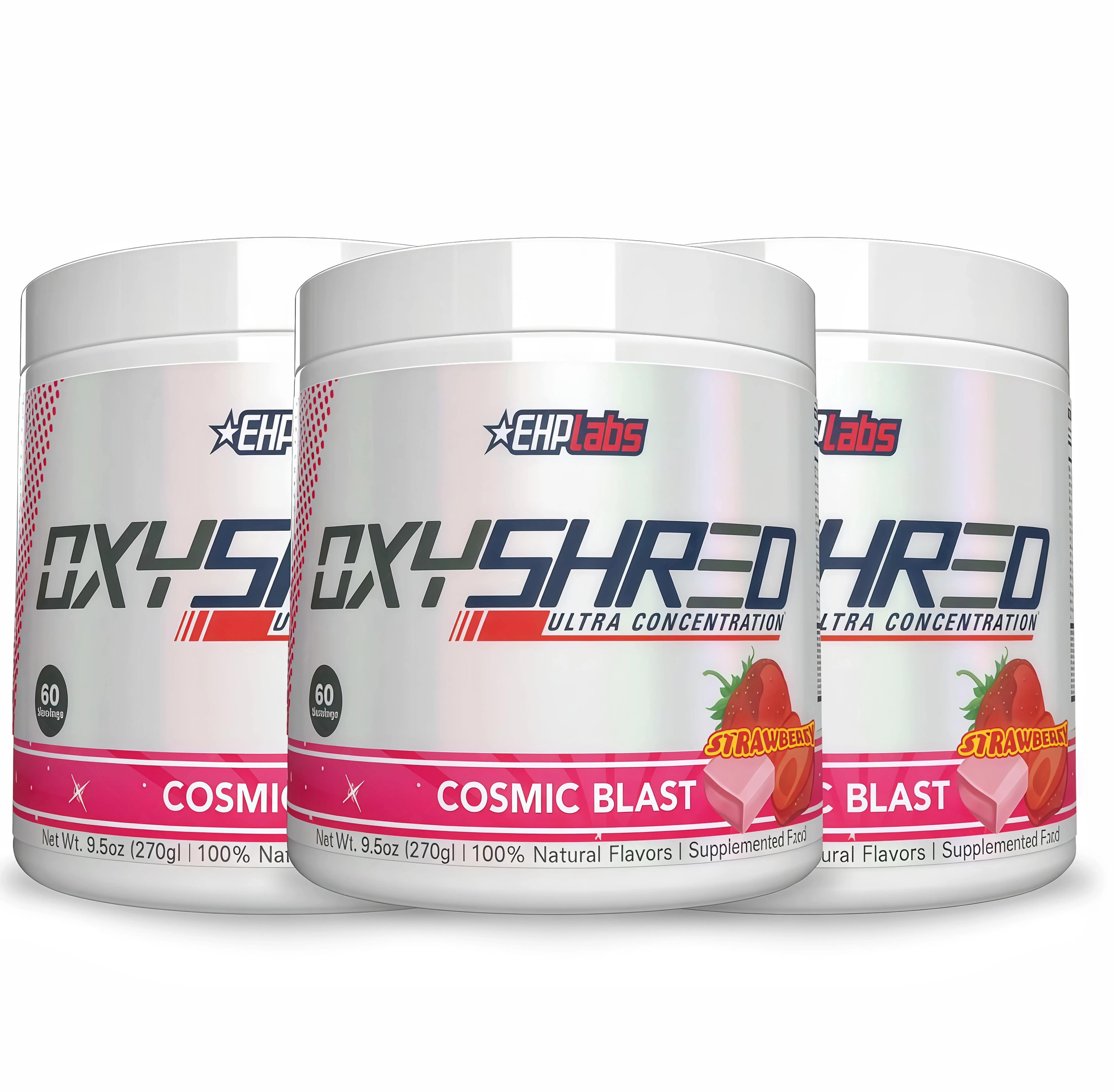3 Piece EHPlabs OxyShred Ultra MH Concentration Pre Workout Powder 60 Serves 150mg Caffeine Sugar Free Vegan Friendly GlutenFree Men Women Health Fitness Supplements Cosmic Blast Flavor