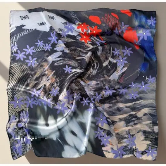 35#Purple Floral Square Scarf (EA1735)