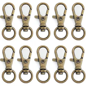 50 count Swivel Clasps Lanyard Clips Snap Hook Metal Lobster Claw Clasp PLTN (Antique Brass)
