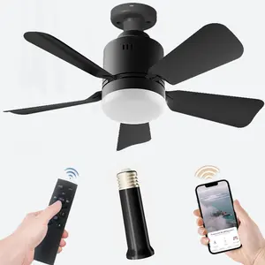 Remote-Controlled Ceiling Fan Light with Outlet, 1800 CFM, Black Compact Design Ideal for Bedrooms, Kitchens, and Living Rooms E27 Screw-in Installation Reversible Motor Adjustable Speed Settings